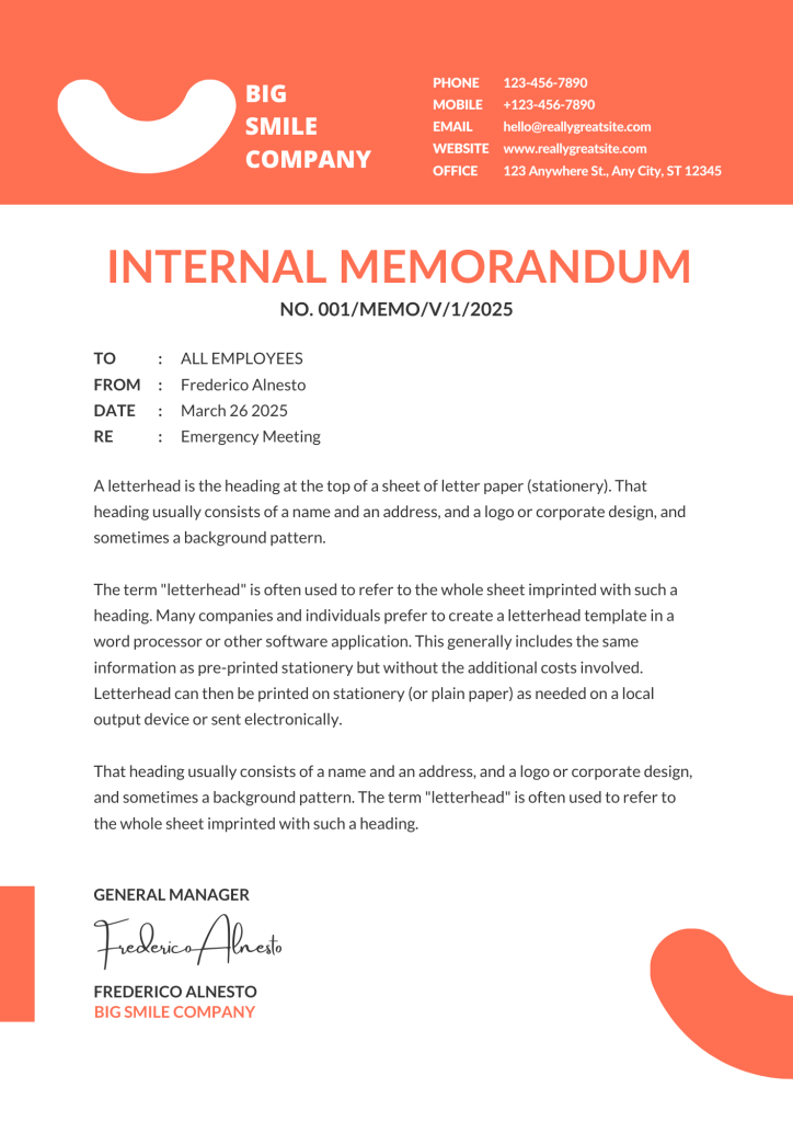 Business Documents - Memo