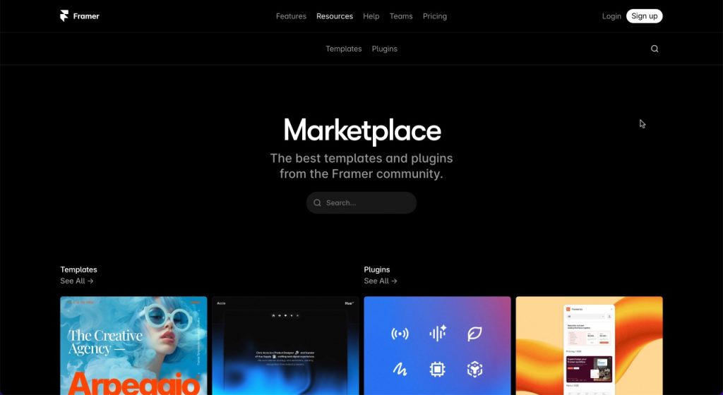 To customize Framer templates, you can choose one of the template in Framer marketplace